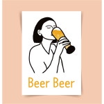 포스터47 beer 비어 맥주 그림 호프집 인테리어포스터 개업식선물 대형그림 1 A4 21x29 7 cm