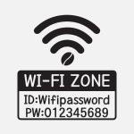 뮤즈 와이파이 비밀번호 카페 스티커 시트지 WIFI ZONE L-검정 WIFI-004