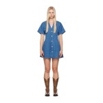 GANNI 가니 폴카 도트 데님 미니 드레스 Mid Stone J1519 566