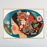 아트블루 알록달록 꽃 머리 여인 플라워 그림 카페 북유럽 거실 액자 인테리어 소품 2 꽃 머리 여인 B 옆모습 A1 84 x 60 cm 메탈 액자