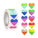 10컬러 반짝이 하트 스티커 PVC 500pcs 다꾸 S471 단품 단품