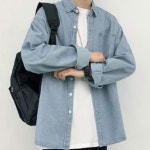 남자 남방 긴팔 와이셔츠 남성 청남방 셔츠 공용 2색