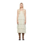 GANNI 가니 그린 플로럴 미디 드레스 795 Tofu