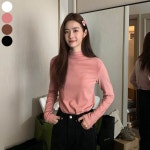 긴팔 여자 반폴라 하프넥 이너 반목 깔끔한 티셔츠 블랙Free