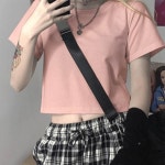 컬러 다양한 캐주얼 반팔 오버 필수템 썸머 크롭티 WFHMUKZ