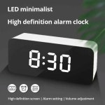 1PC LED 미러 테이블 시계 스누즈 디스플레이 시간 데스크탑 USB 알람 시계 장식