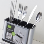 스텐 수저통 수저보관함 물빠짐 정리함 대용량 사각4칸 원형3칸 논슬립 1개 H2760