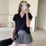 여성 니트가디건 캡소매 체형커버 여름가디건