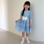 비엔베뉴 여아용 맘스메이드 샤틴 쁘디 프릴 반팔 롱 원피스 5812 5호