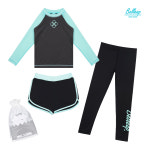벨리프 벨리프 아동 래쉬가드 여아 상하 4종 세트 수영복 반바지 워터레깅스 가방 여아4종 L J1012