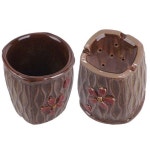 물빠짐 들꽃 사각 도자기 수저통 꽃무늬