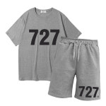 이지스튜디오 727 W 20수 코튼 오버핏 반팔티 반바지 트레이닝세트