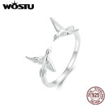WOSTU 더블 킹피셔 오프닝 링 여성용 귀여운 새 쌓을 수 반지 쥬얼리 선물 파티 액세서리