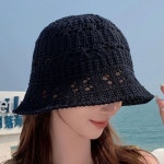 여름 니트 벙거지 버킷햇 조절 스트링 비치모자