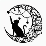 달 검은 고양이 실루엣 벽걸이 공예 간단한 다리미 벽 장식 아트 벽 장식 정원 거실 벽 장식