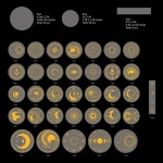 70개 반짝이 PET 접착 스티커 방수 투명 라벨 SUN MOON Stars 등