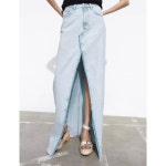 ZARA 자라 여자데님스커트 앞트임 롱스커트 기본 M 01H0607