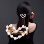 단아한 큐빅진주믹스 반묶음 머리핀 자동핀 헤어핀