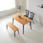 j0099 Sophia 4인벤치형 식탁세트 일반형의자 고무나무 원목식탁