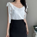 엘린무드 모피어스 투웨이 리본 탈부착 민소매 여름 블라우스