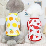 강아지 코튼 과일패턴 나시티 배색라인 반려견 산책옷