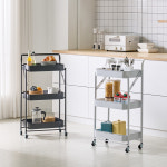 리빙코아 리빙코아 리빙코아 리빙코아 이동식 트롤리 선반 바퀴달린 틈새 폴딩 접이식 이동 트레이 3단 수납이 필요한 곳 어디든