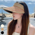 예쁜썬캡 비치모자 컬러밀짚 돌돌이썬캡 심플한 휴대