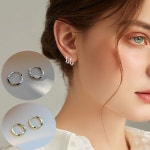 S925 순은 뫼비우스 서클 귀걸이 원터치 은92 5 은침