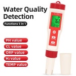 5in 1 염소 측정기 펜 수질 감지기 PH H2 ORP TEMP CL2 테스터 다기능 스파 수영장 모니터
