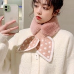 포근한 캐주얼 땡땡이 리본 데일리 쁘띠퍼 머플러