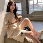 여성 골지 반팔반바지 투피스 세트 라운드넷 여름셋업