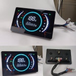 범용 조절식 LED 디지털 오토바이 속도계 대시보드 온도 기어 199 km h 12V