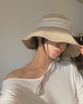 마지막 베이지1장 챙이 넓은 보넷 턱 끈 벙거지 버킷햇 모자
