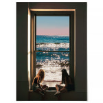 판다스틱 빈티지 포스터 창문 액자 바다 그림 풍경 사진 C 중