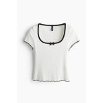 H&M 에이치엔엠 오버록 골지 탑 BLANCO NEGRO 1252034002