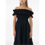 GANNI 가니 코튼 포플린 롱 스목 드레스