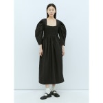 GANNI 가니 오픈 넥 작업복 미디 드레스 Open Neck Smock Midi Dress