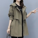 FANSYLI 미디엄 롱 트렌치코트 코트 여성신상 봄가을 후드자켓 40세 50세 엄마 코트 빅 사이즈 오버핏 캐주얼 재킷 카멜 X2406J22