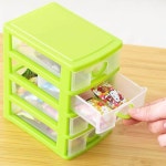 4단 다용도소품보관함 다용도수납 화장품정리함 그린 수납박스 부품상자