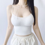 심플 골지 브라탑 캡내장 쫀쫀 끈나시 요가 필라테스 운동 트레이닝 이너 레이어드 스포츠브라