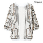 에이비플러스 AB PLUS ab plus ab plus 라운드넥 빈티지 패턴 디테일 티셔츠