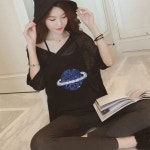 우주프린팅 시스루 나시 티셔츠