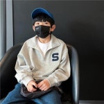 유블리 남아용 하프 집업 레터링 카라 아노스 맨투맨 19호 150