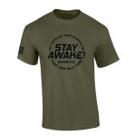 Mens Christian Shirt Stay Awake Matthew 2442 Scripture American Flag Sleeve T-Shirt Graphic Tee-Mili