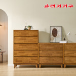 라자가구 모레인 고무나무 원목 속깊은 광폭 서랍장 900x500x1380mm