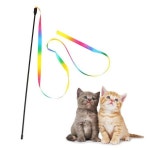 화려한 레인보우 리본끈 스틱 고양이 장난감 2개 세트