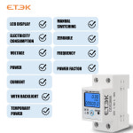 ETEK 단상 LCD 디지털 리셋 단추 전력계 kWh 전압 전류 전력 소비 카운터 에너지 계량기 DDS366