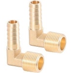 에녹스 랜드 황동 호스 바브 90도 팔꿈치 38 x NPT 남성 물연료공기용 바브2개 팩 3 8 Hose Barb x 3 8 NPT