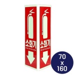 벽부착 삼각 소화기위치 안내 표지 136N 70x160mm