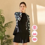 베이직엘르 베이직엘르 여성인 플레어 집업 래쉬가드 비치반바지 세트 BEL-X207K